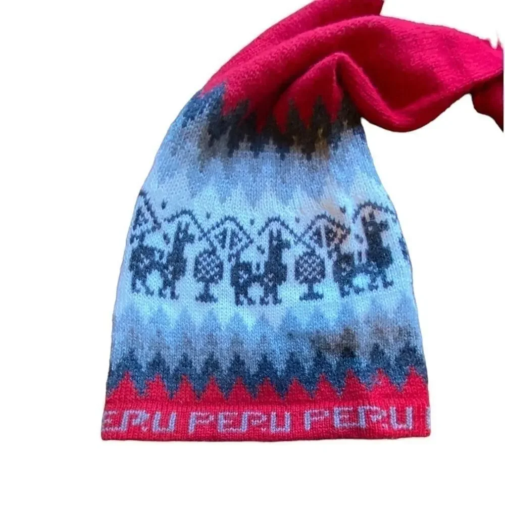 Peru Winter Knit Beanie Fringe Scarf Unisex O/S